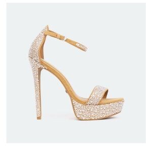 L'INTERVALLE Gold Platform Ankle-Strap Stiletto Sandals
